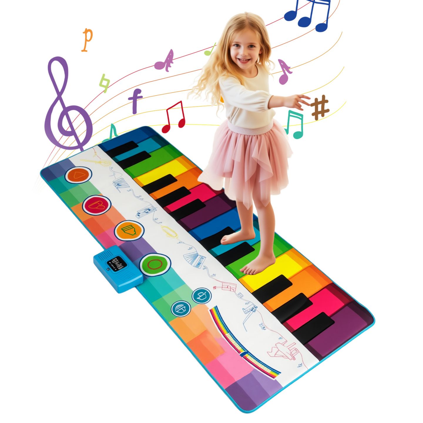 Детская игрушка Slickblue Musical Interactive Floor Piano Dance Mat, Ages 3-7, цвет: Белый / Разноцветный — фото 4
