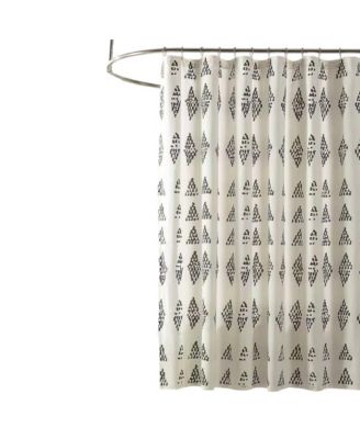 72x72 Cotton Polly Shower Curtain with Black and White Dot Design