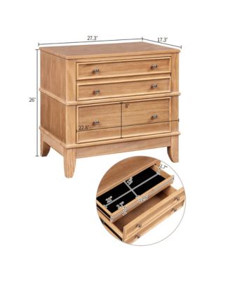 Hazel 3-Drawer Side Table with Pewter Hardware, End Table Nightstand for Bedroom