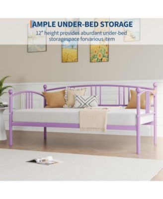 Daybed, Sturdy Metal Day Bed with Steel Slat Support, Arched Headboard Sofa Bed for Living Room