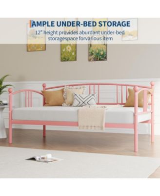 Daybed, Sturdy Metal Day Bed with Steel Slat Support, Arched Headboard Sofa Bed for Living Room - Twin