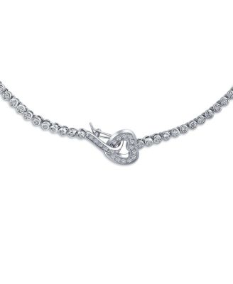Romantic Heart Clasp Design CZ Cubic Zirconia Bezel Set Tennis Necklace Collar