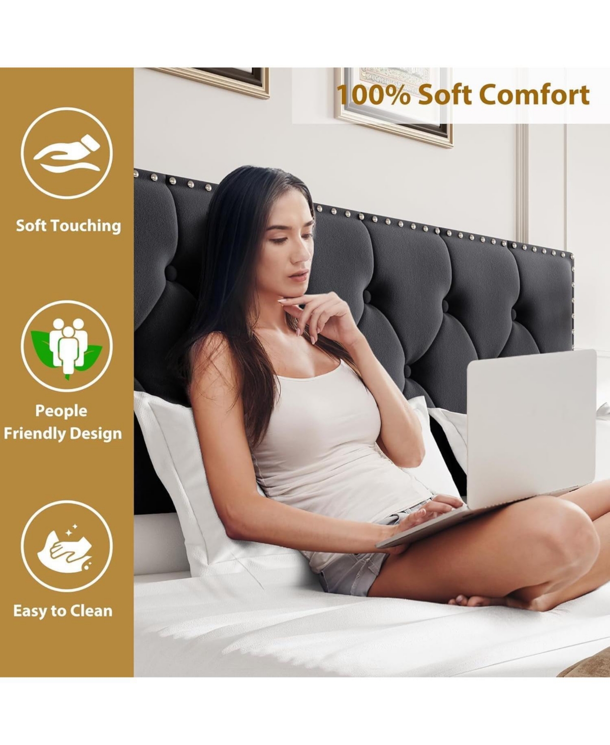 Gaomon King Size Bed Frame Space Saving, for Living Room