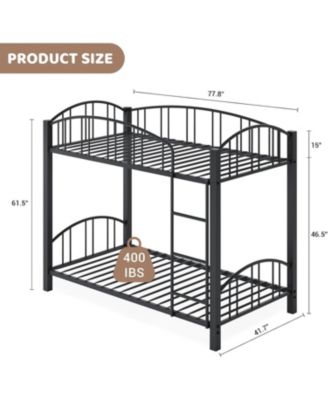 Metal Bunk Bed Twin Over Twin Heavy Duty Bunkbeds Frame Space Saving, for Living Room, Guest Room