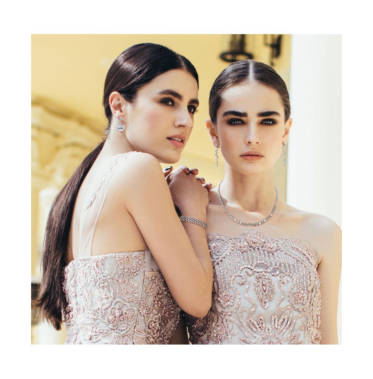 Bling Jewelry Special Occasion Jewelry Multi Row Wide Cubic Zirconia Cz Statement Bracelet Silver Plated