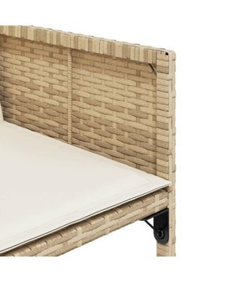 Patio Chairs with Cushions 4 pcs Beige Poly Rattan