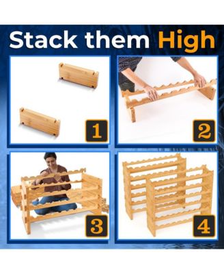 12-Tier Bamboo Wine Shelf for 108 Bottles with Adjustable Shelves