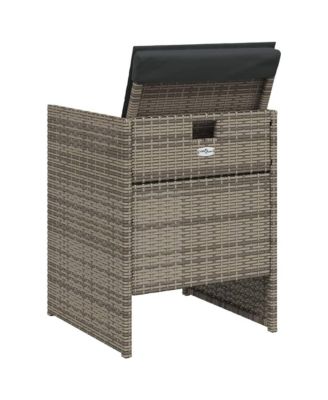 Patio Chairs with Cushions 4 pcs Gray Poly Rattan