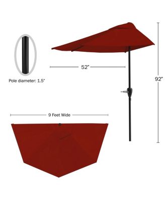 9' Half Round Patio Umbrella, Red