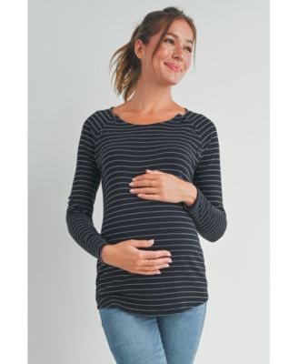 Maternity Long Sleeve Striped Nursing Top