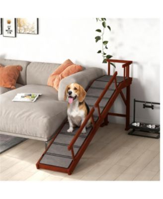Dog Ramp with Removable Guardrails, Non-Slip Surface in Brown