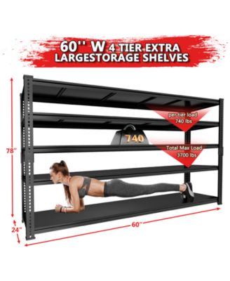 5-Tier 60 in W x 78 in H x 24 in D Adjustable Solid Plate Heavy Duty Metal Shelving Unit
