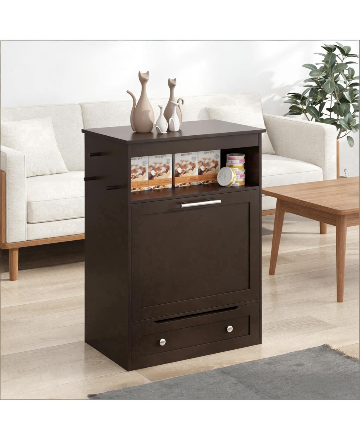 Aostirmotor Dog Bowls Food Storage Container in Brown