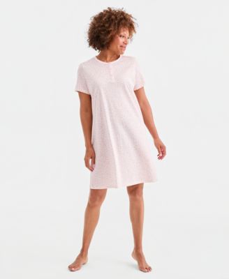 Women's Cotton Essential Short-Sleeve Henley Sleepshirt