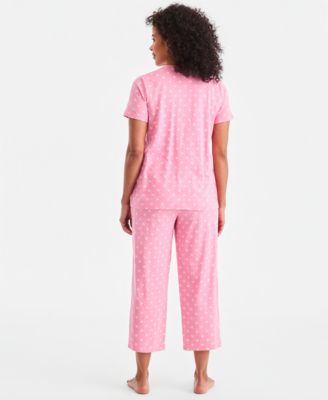 Women's 2-Pc. Cotton Printed Cropped Pajamas Set