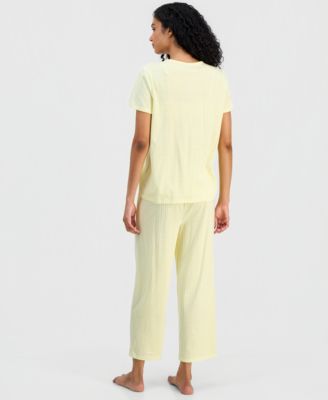 Women's 2-Pc. Cotton Printed Cropped Pajamas Set