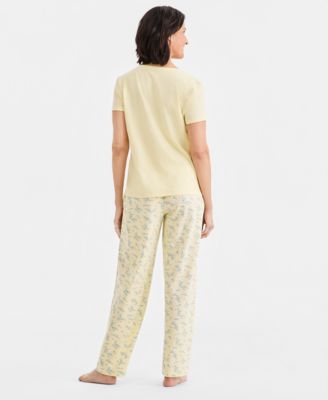 Women's Solid V-Neck Short-Sleeve Sleepwear Top