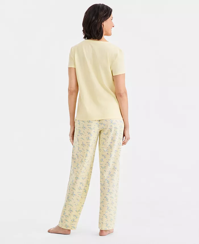 Women's Solid V-Neck Short-Sleeve Sleepwear Top - thumbnail 4