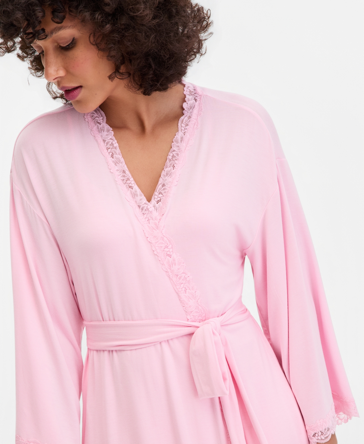 I.n.c. International Concepts Women's Lace-Trim Knit Robe, Exclusively at Macy's