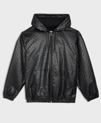 Men's Pleather Full-Zip Hoodie