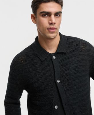 Men's Relaxed-Fit Elio Long-Sleeve Polo Sweater