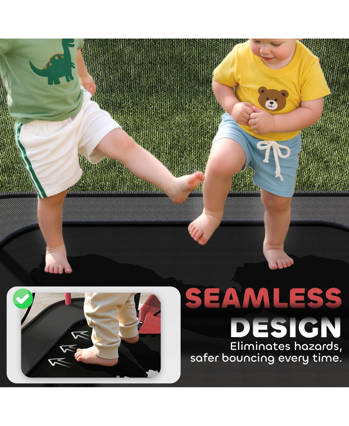 Qaba 4 x 6FT Trampoline for Kids Indoor & Outdoor with Slide,