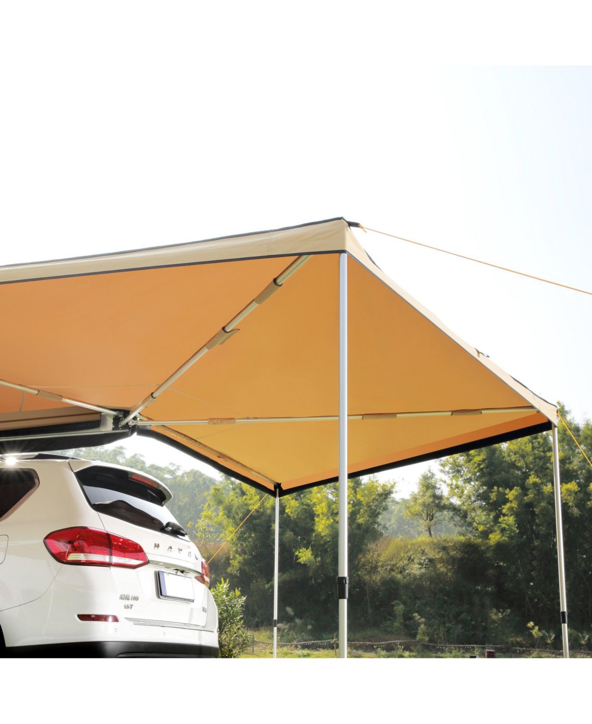 Mecale 270 Degree Vehicle Awning, Retractable Car Side Awning, 8.2' Height, PU3000mm UV50+ with Waterproof Storage Bag