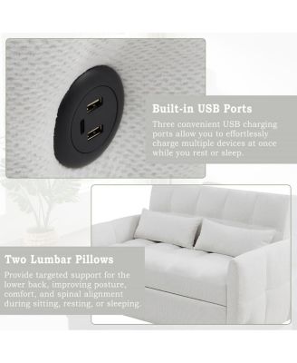 52.8'' USB Convertible Sleeper Sofa Bed with Adjustable Backrest