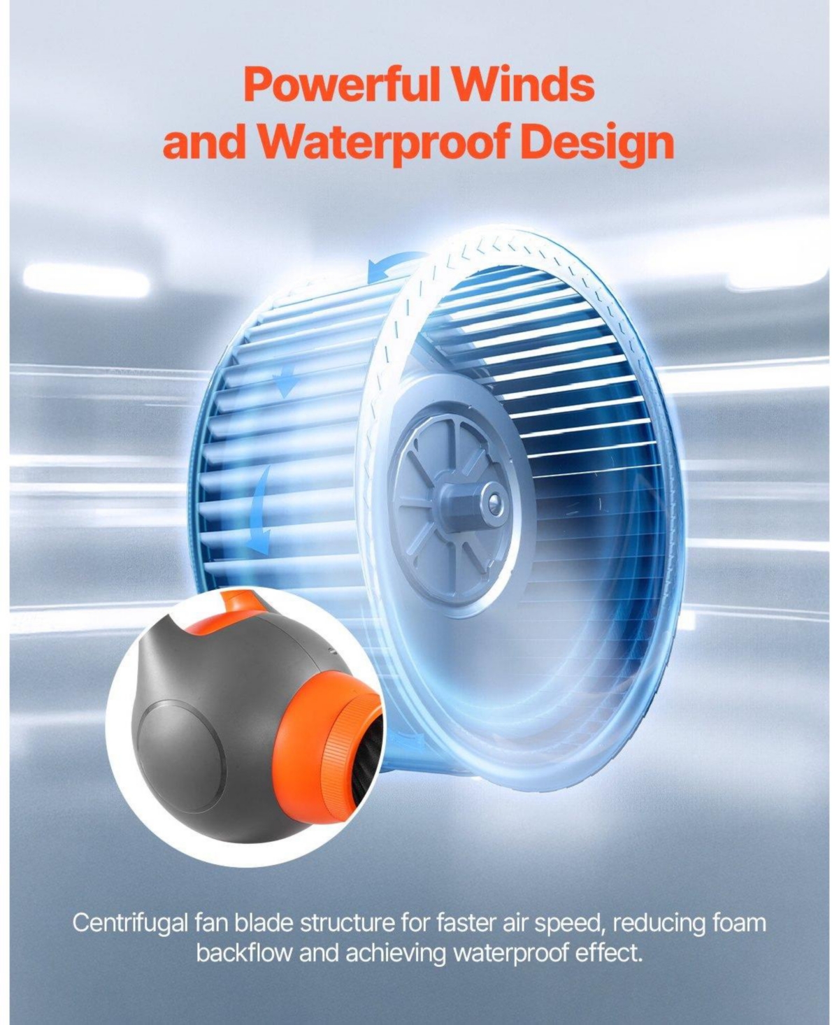 Mecale 115W Party Foam Machine, Portable Foam Cannon with Tripod Stand, Powerful Foam Maker for Backyard, Pool & Outdoor Events, Grey/Orange