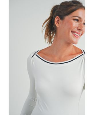 Maternity Fitted Boat Neck Long Sleeve Top