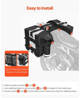 56L Motorcycle Saddlebag Set (28L x2), Waterproof Fabric Side Saddle Bags with Detachable Inner Bag, Black