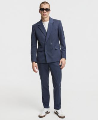 Men's Slim-Fit Double-Breasted Pinstripe Blazer