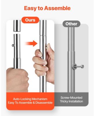 Rolling Clothes Rack with 2 Hanging Rods & 2 Shelves, Adjustable Height, 264 lb Capacity, Carbon Steel Garment Rack with Wheels