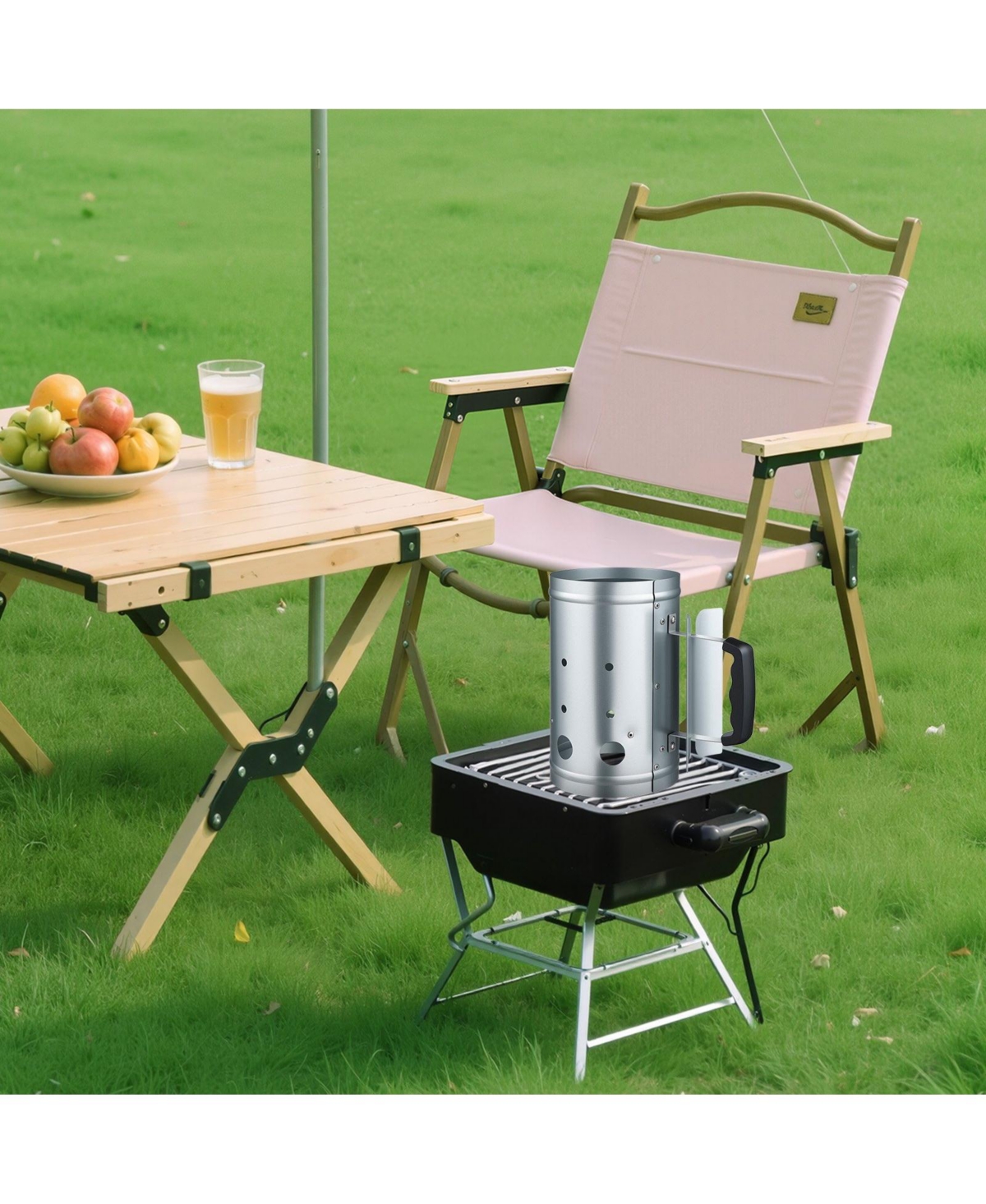 Ecooso 4 lbs Charcoal Chimney Starter, Heavy Duty Bbq Steel Chimney Starter for Charcoal Grill and Barbecues, Silver