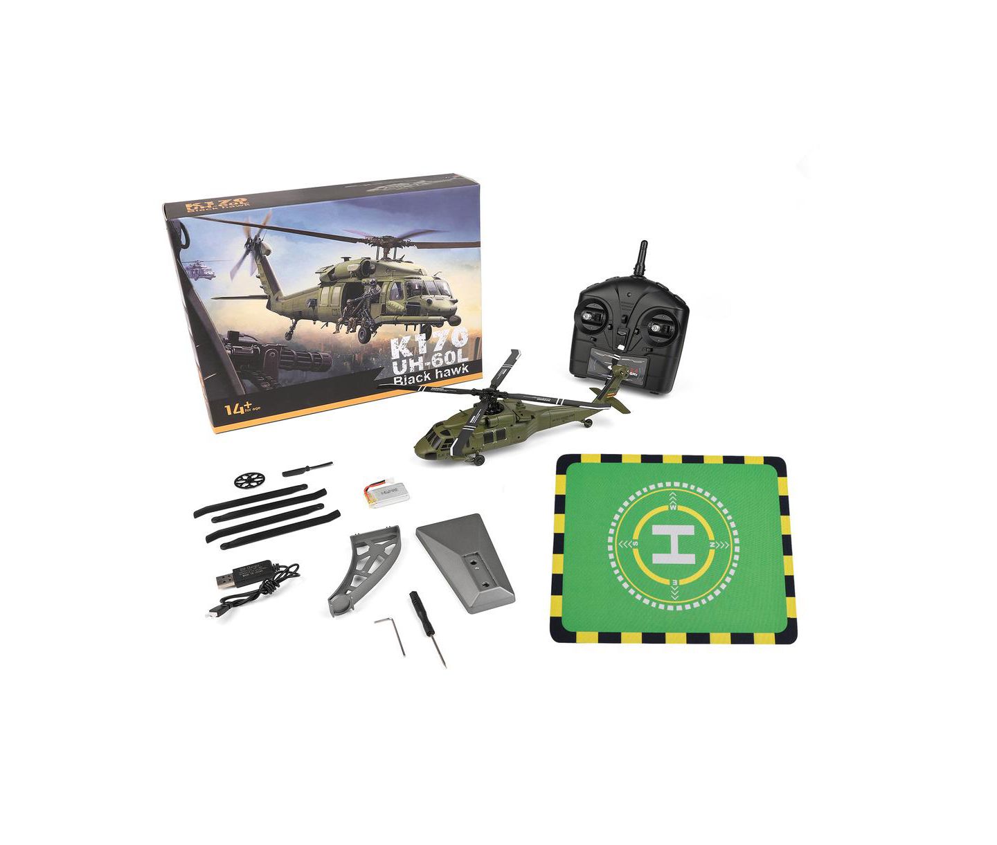 Детская игрушка Bruce & Shark UH-60L Black Hawk 4-Channel Brushless Motor 6-Axis Auto Hover RC Helicopter, цвет: Зелёный — фото 8