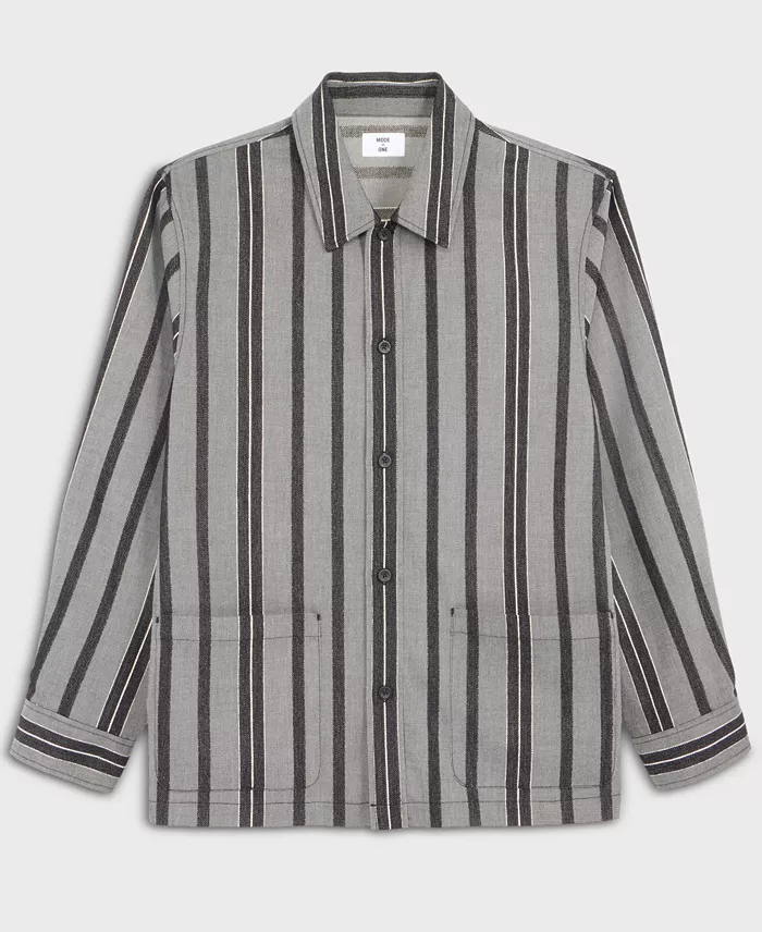 Men's Relaxed-Fit Striped Overshirt - thumbnail 9