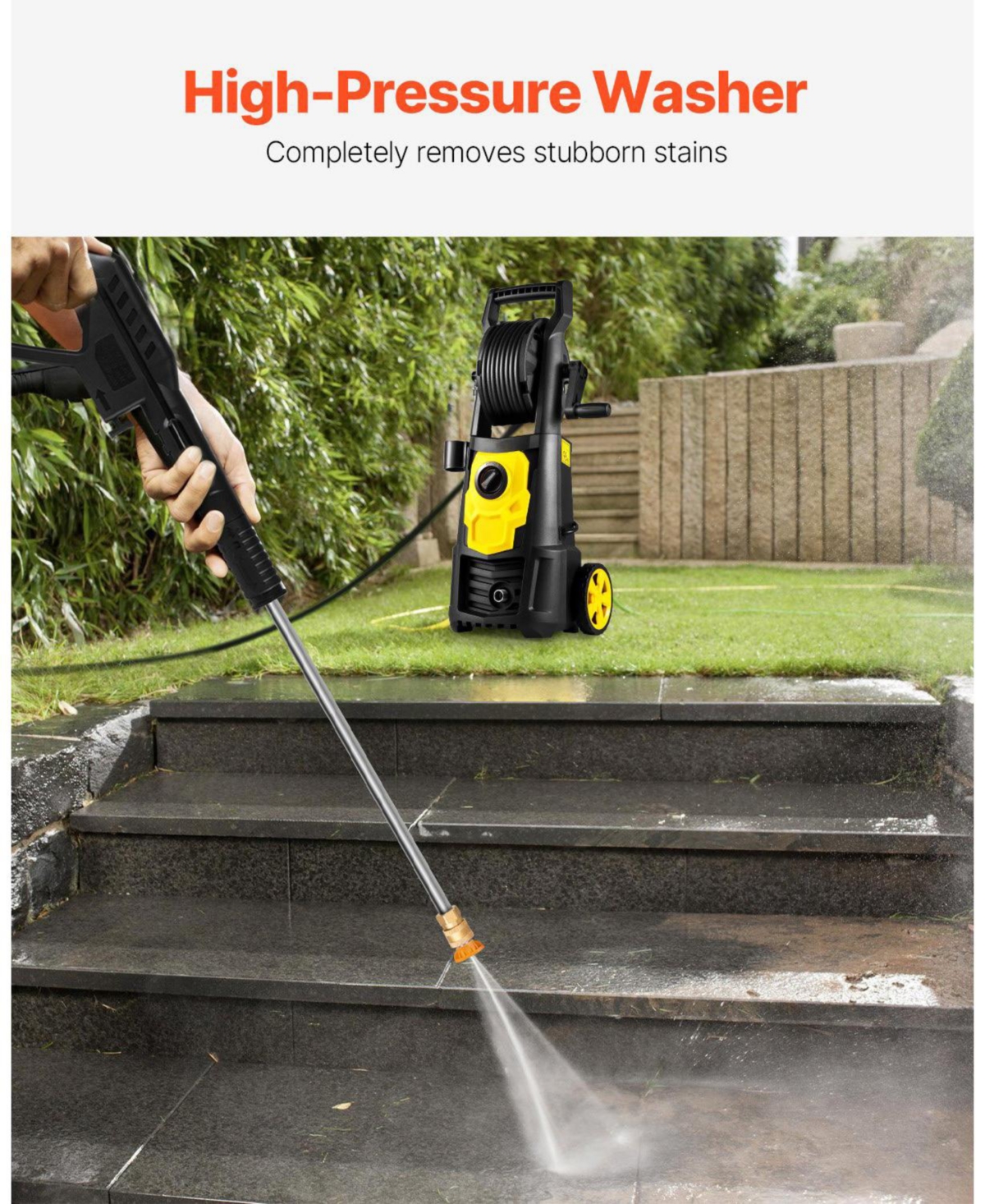 Mecale Electric Pressure Washer, 2000 Psi, 1.76 Gpm Max, 30 ft Hose, 5 Quick-Connect Nozzles, Foam Cannon, Etl Listed