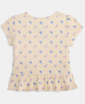 Toddler Girls' 2T-4T Mix and Match Butterfly-Print Peplum T-Shirt