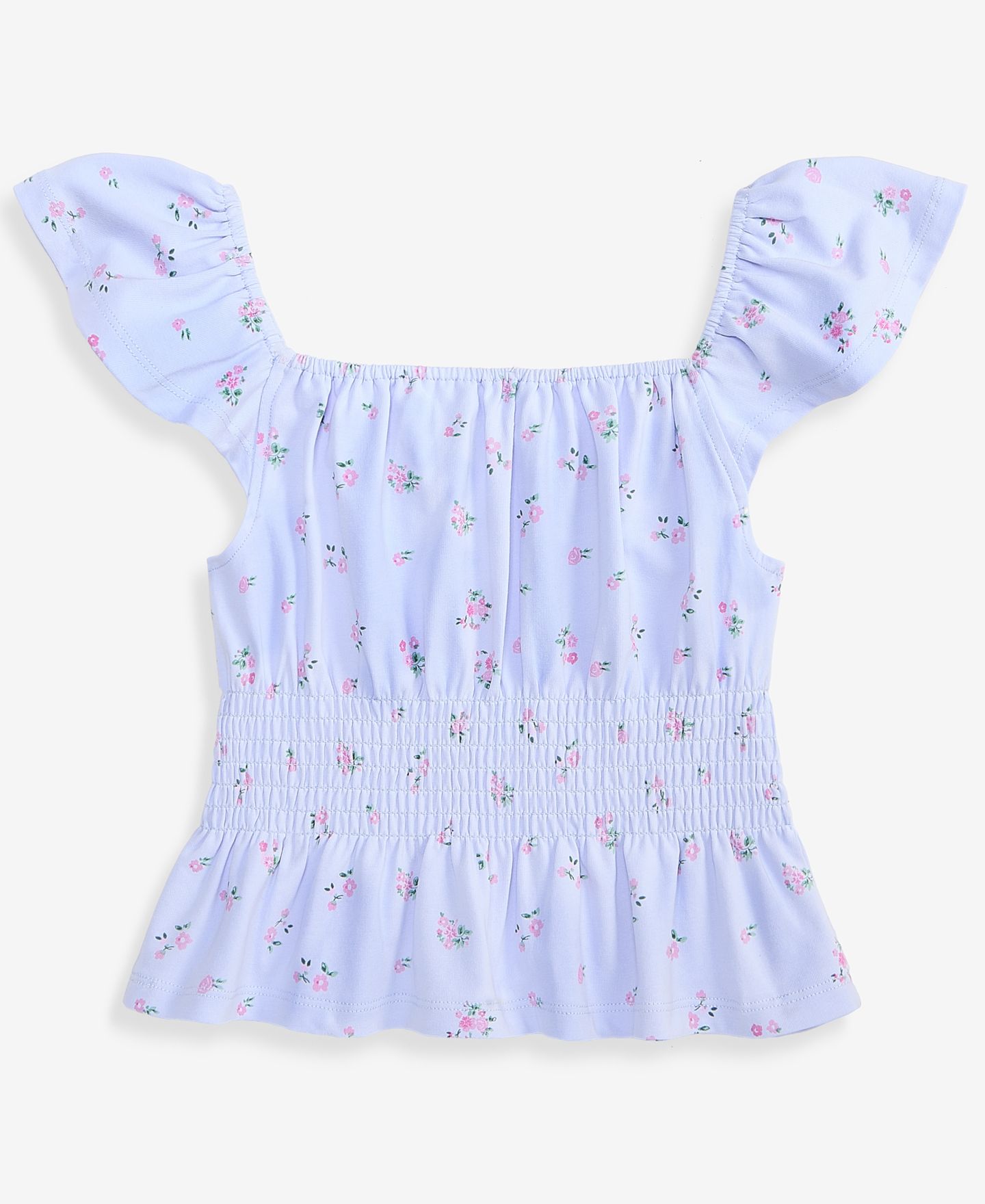 Топ With Jules Smocked Floral Print Top для девочек, цвет: Синий — фото 2