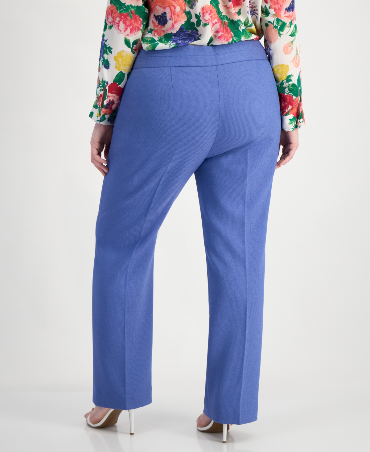 Tahari Asl Plus Press-Pleat Straight-Leg Pants