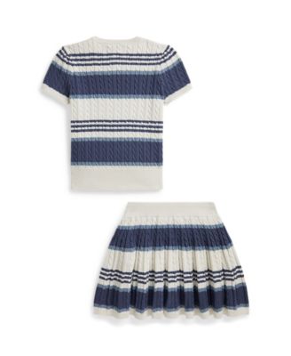 Girls' 2T-6X Striped Cable Sweater and Skirt, 2-Piece Set