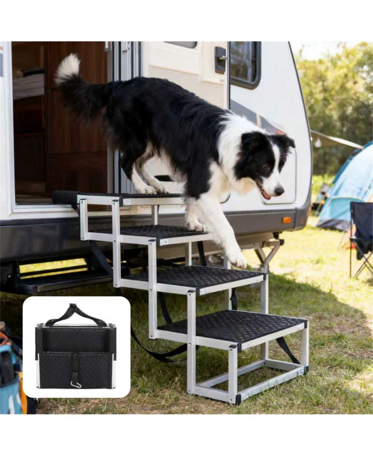 Aostirmotor Foldable Dog Ramp for Cars, SUVs, Trucks in Black