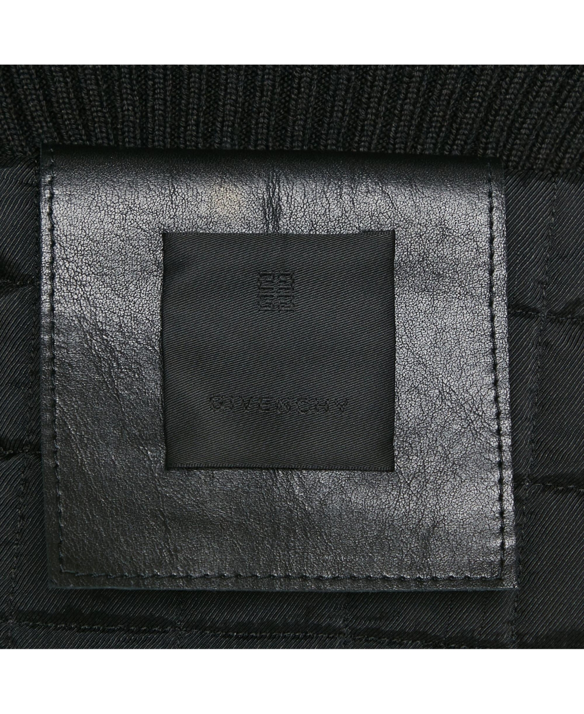 Pre-Owned Givenchy Women's Black Rib Knit And Leather Crop Jacket