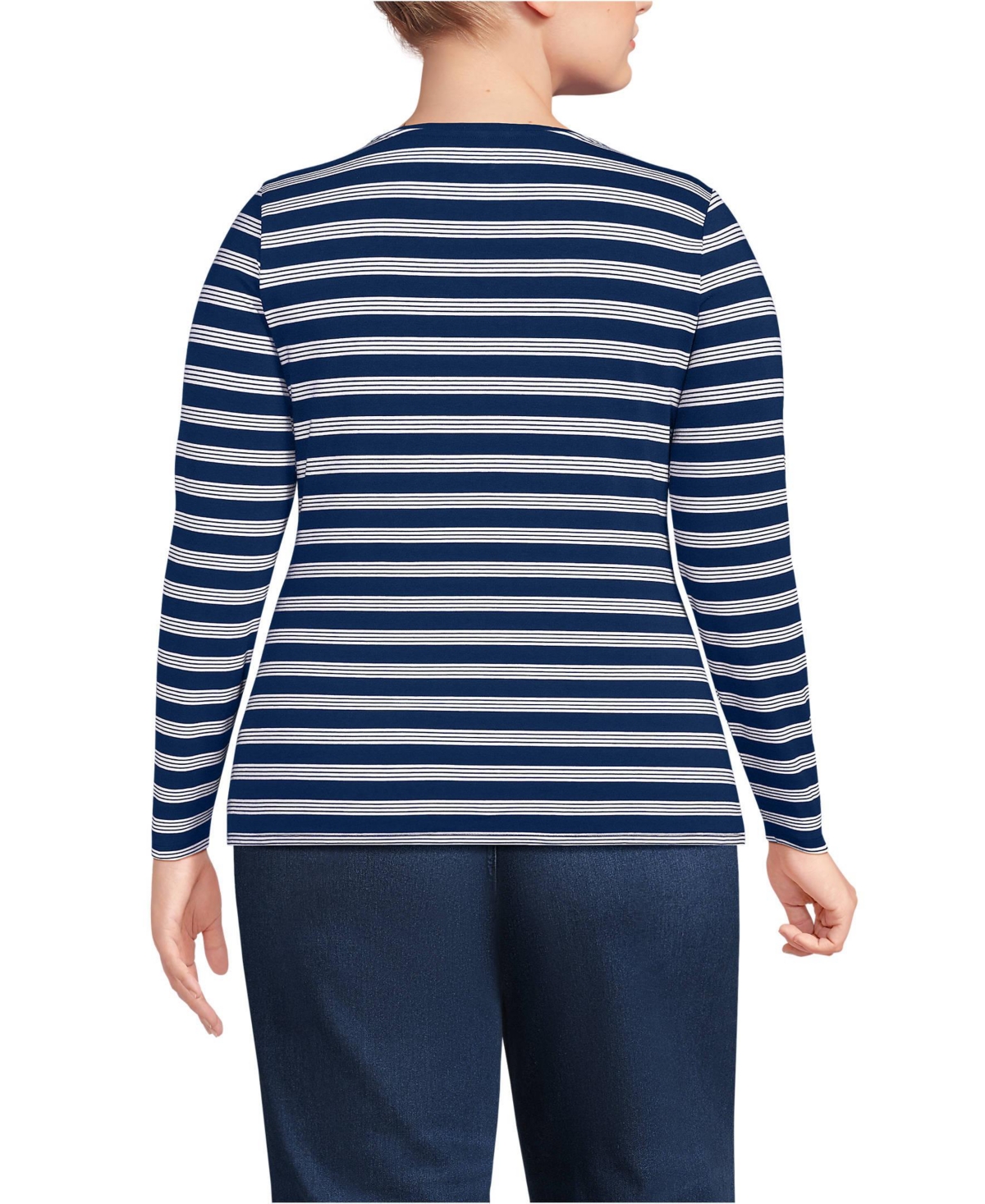 Lands' End Plus Lightweight Jersey Skimming Long Sleeve Scoop Neck T-shirt