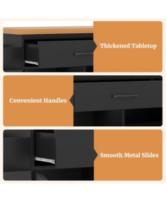 Rolling Kitchen Island Kitchen Cart with Tilt-out Trash Cabinet Island Table