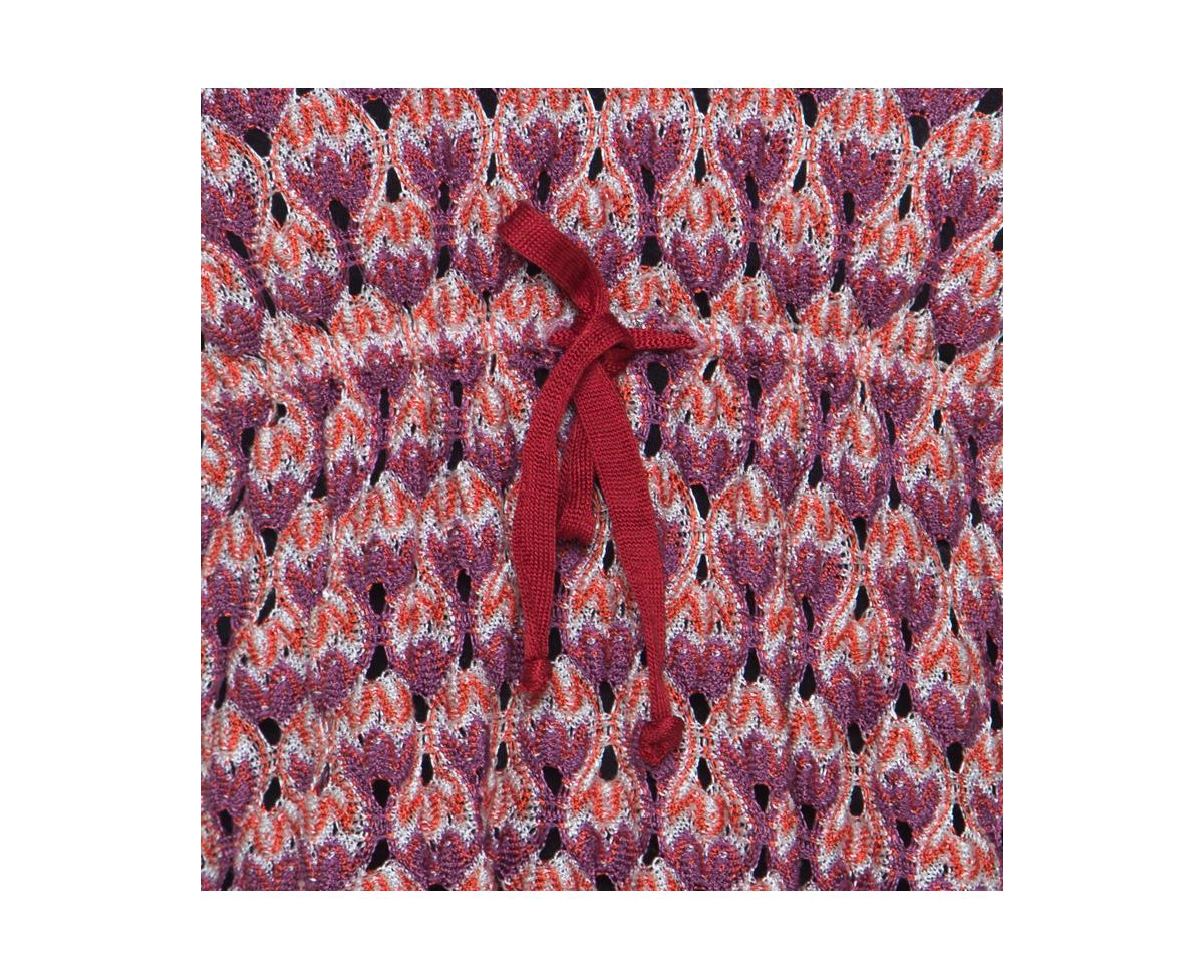 Pre-Owned Missoni Women's Purple And Orange Perforated Knit Drawstring Detail Top