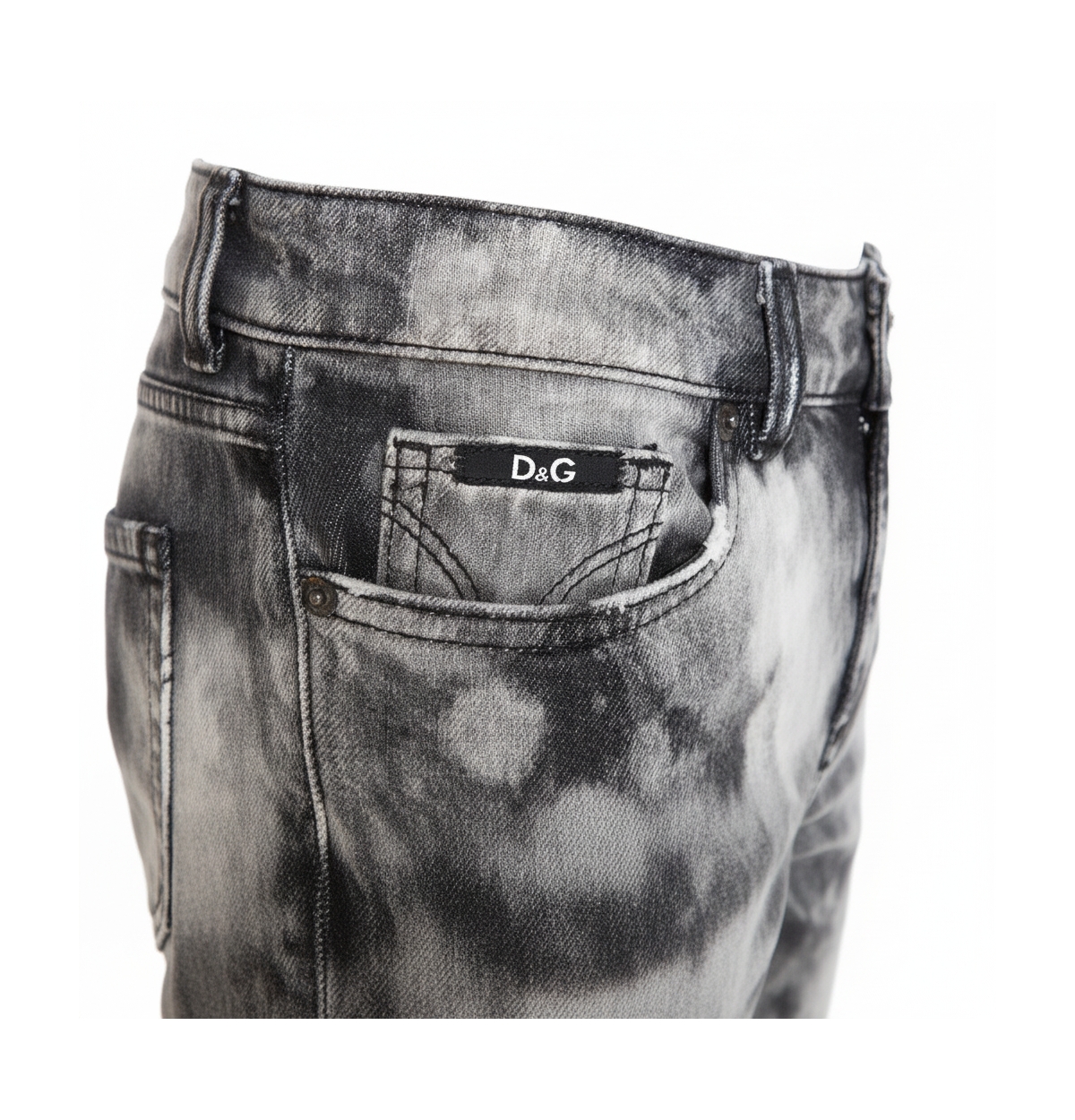 Pre-Owned Dolce & Gabbana Women's Pre-Owned D&g Grey Acid Washed Denim Straight Fit Jeans