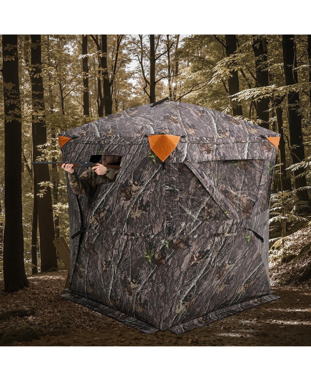 Mecale 270° Hunting Blind Ground Blind, 1-2 Person Pop-Up Deer Blind with Carrying Bag, Portable Hunting Tent with 3 Horizontal Windows