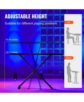 Portable DJ Table Stand, 32"-43" Adjustable Height, 18" Tabletop, Foldable Double-X Keyboard Stand for Laptop and Controller