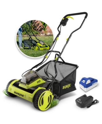 Cordless Push Reel Mower, 15” Yard Trimmer w/ Collection Bag, 24V-CRLM15
